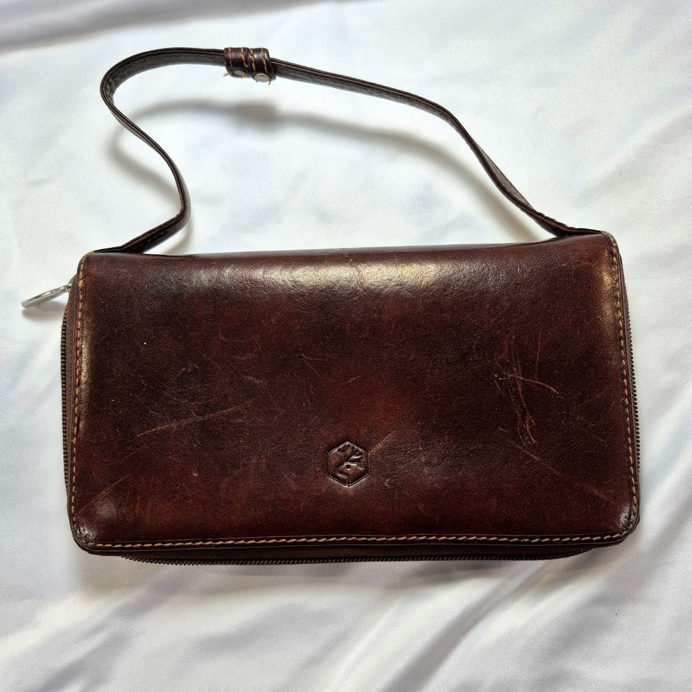 Valentina In Pell Brown Leather Zip-Around Wallet Clutch Made in Italy